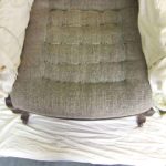 Edwardian chair upholstery - first stuffing stitched down.
