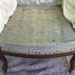 Edwardian chair upholstery - stitching to seat pad and front edge.