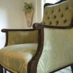 Edwardian chair upholstery - close-up of damask top cloth.