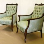 35-Pair-Edwardian- Library-Armchairs-Damask-Misty-Wood-Chairs