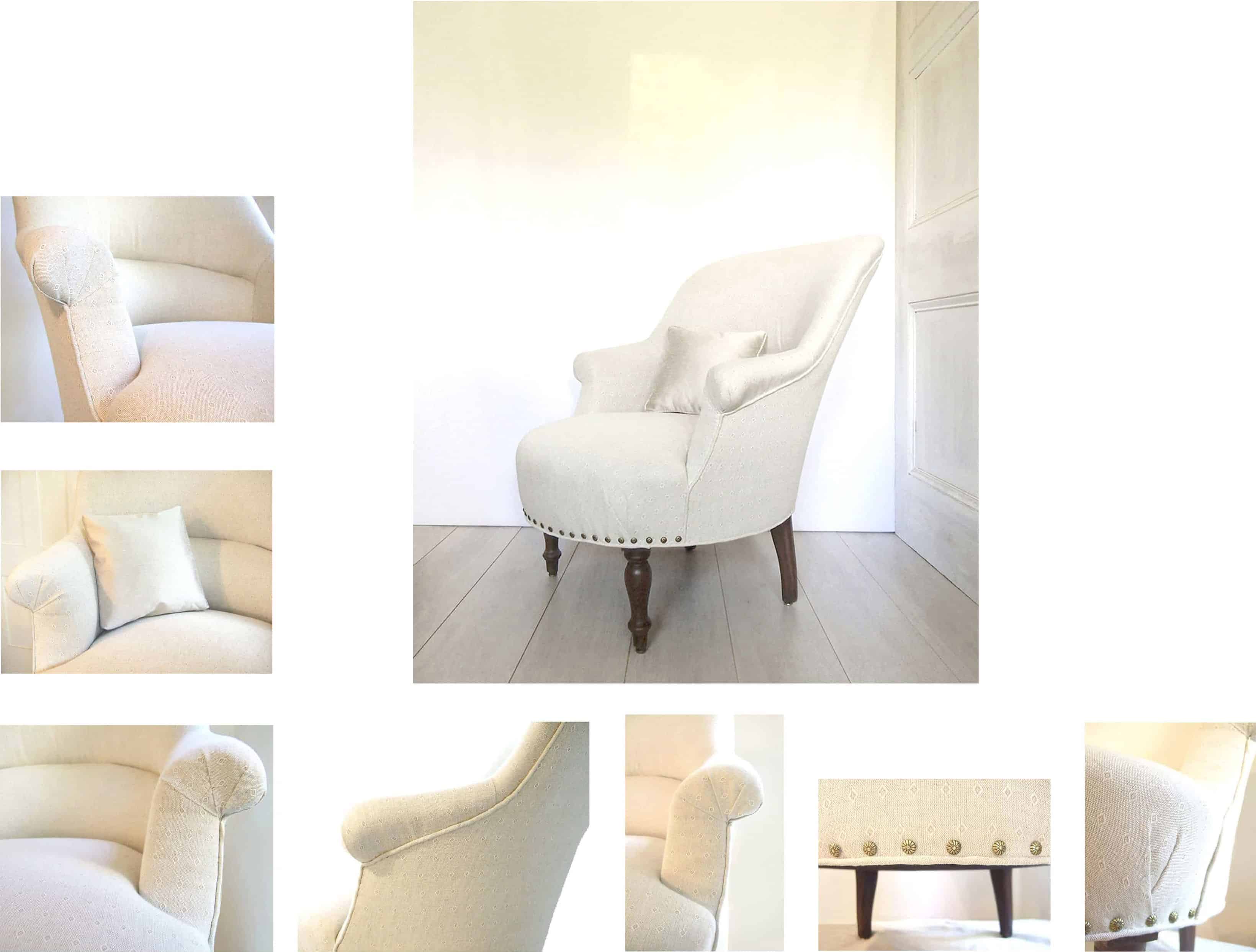 Complete restoration and reupholstery of Fauteuil Crapaud.
